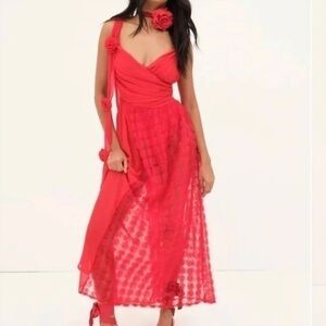 For Love & Lemons Hannah Maxi Dress In Red Floral